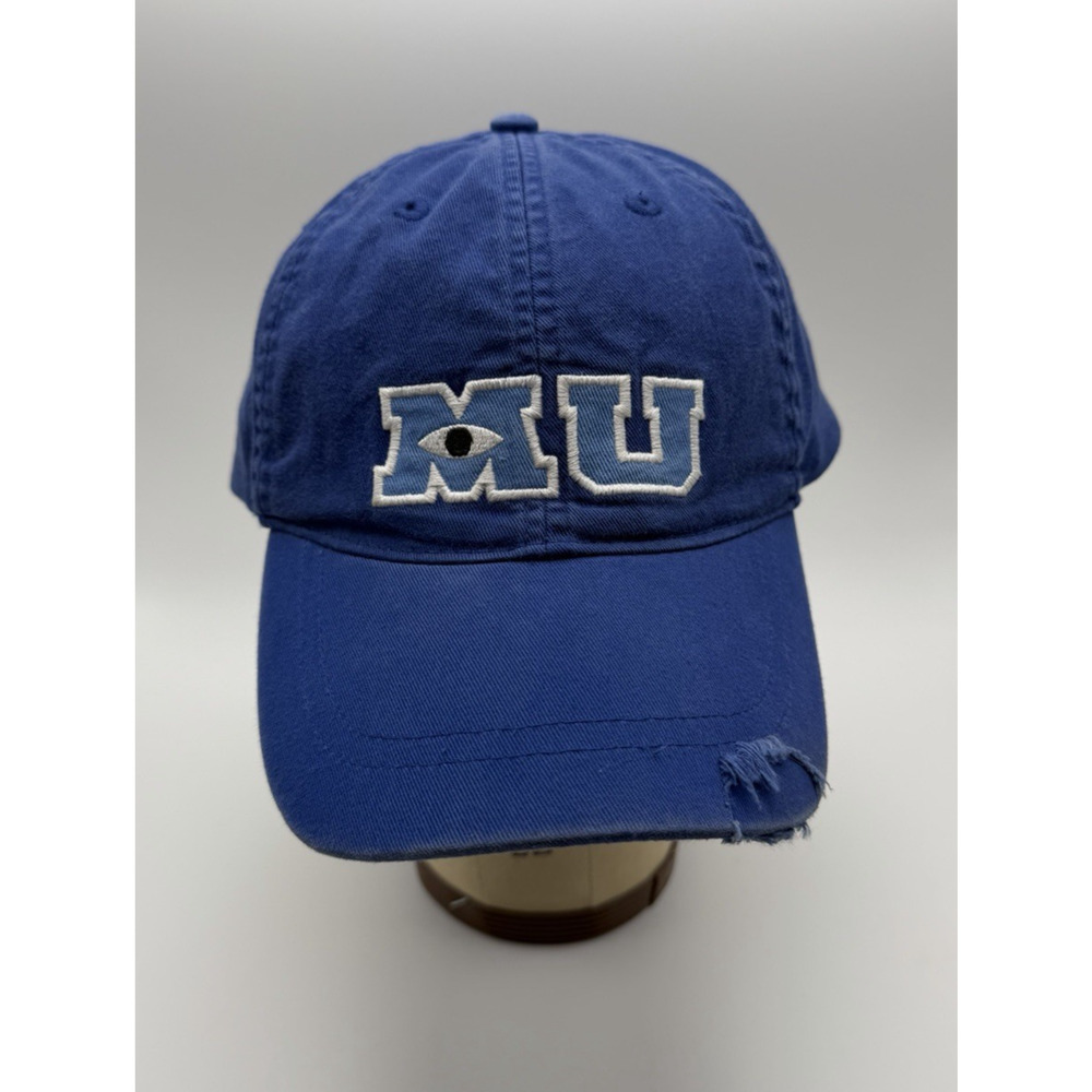 Disney MU Hat Monster Baseball Cap Adult One-Size Royal Blue Distressed Adjust